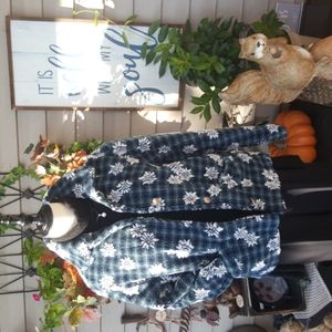 TSUNAMI ♡ Beautiful Vintage Blue|Green|White Fleece Snow Flake Coat Jacket S